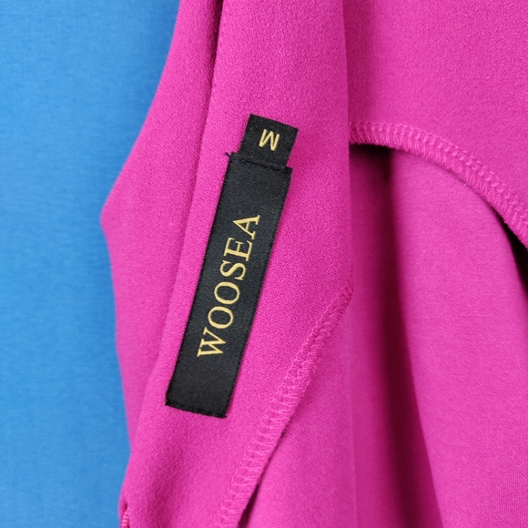 🔥 3/$25 WOOSEA Women Sleeveless V Neck Split Evening Cocktail Long Dress Pink - Picture 5 of 6